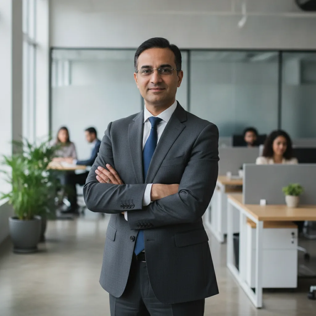 professional square photo of a knowledgeable Pakistani business